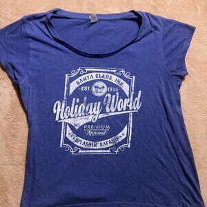 Holiday World & Splashin' Safari Blue Cotton XL Fitted‎ Shirt Santa Indiana (W)